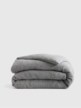 NWOT QUINCE European Linen Duvet Cover King/Cal King Charcoal Chambray 7373